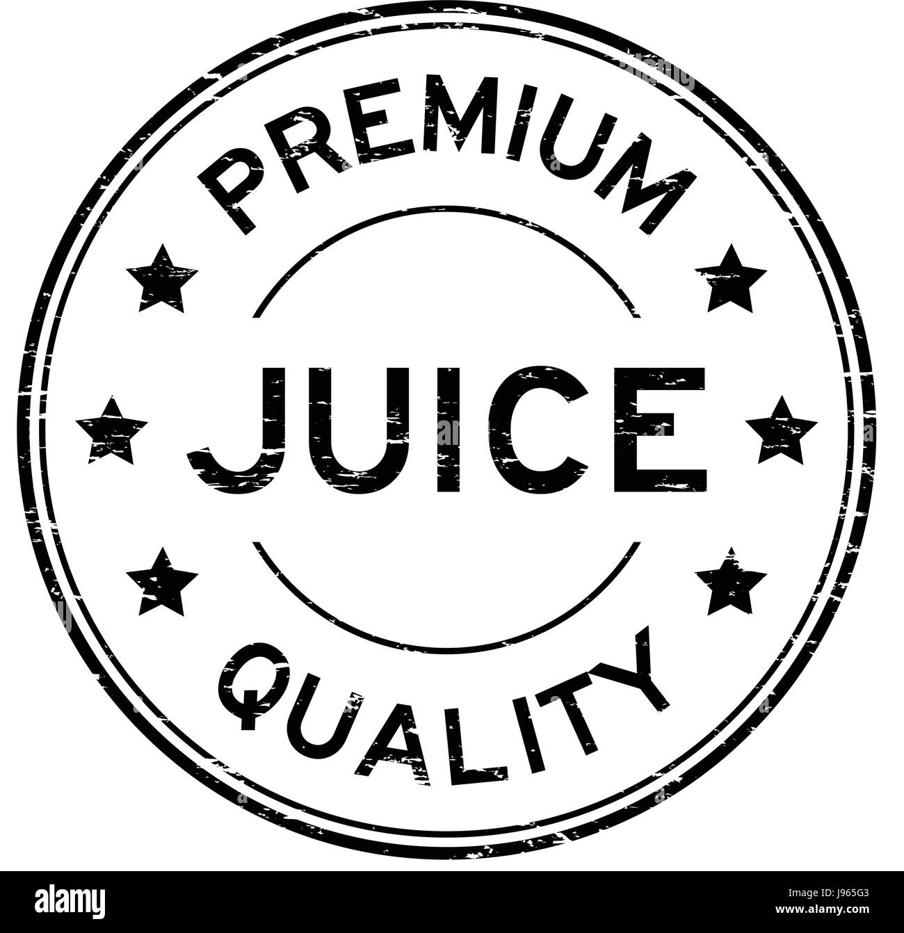 Grunge black premium quality juice round rubber seal stamp on white ...