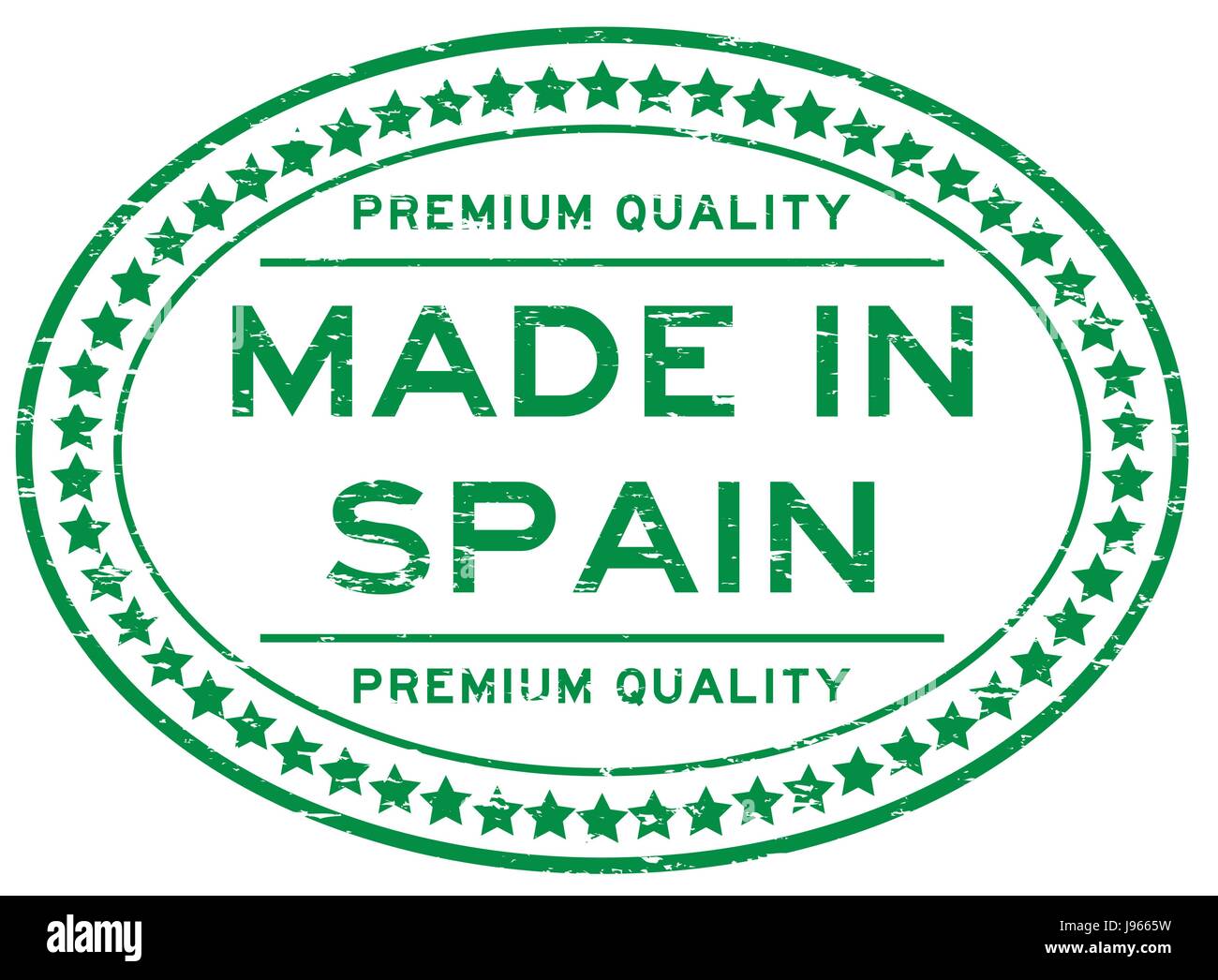 Grunge green premium quality made in spain with star icon oval rubber ...
