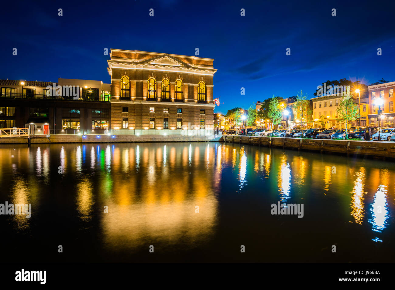 The Sagamore Pendry Hotel at night, in Fells Point, Baltimore, Maryland