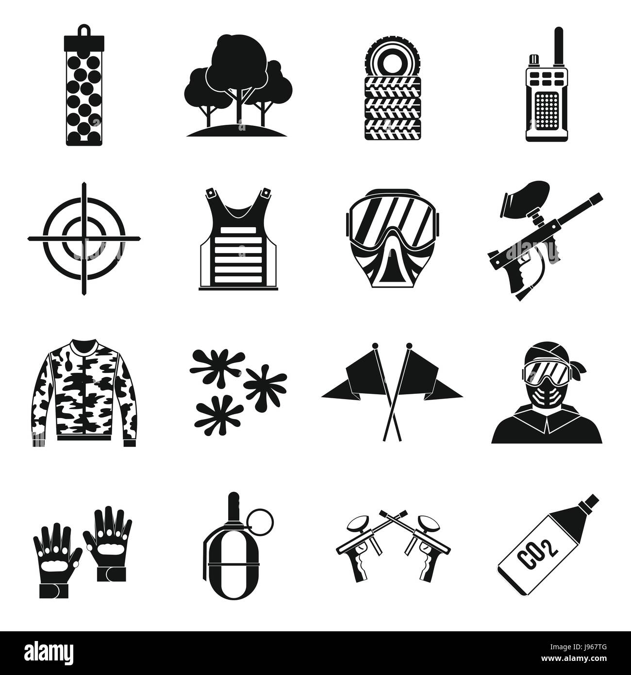 Paintball icons set, simple style Stock Vector Image & Art - Alamy