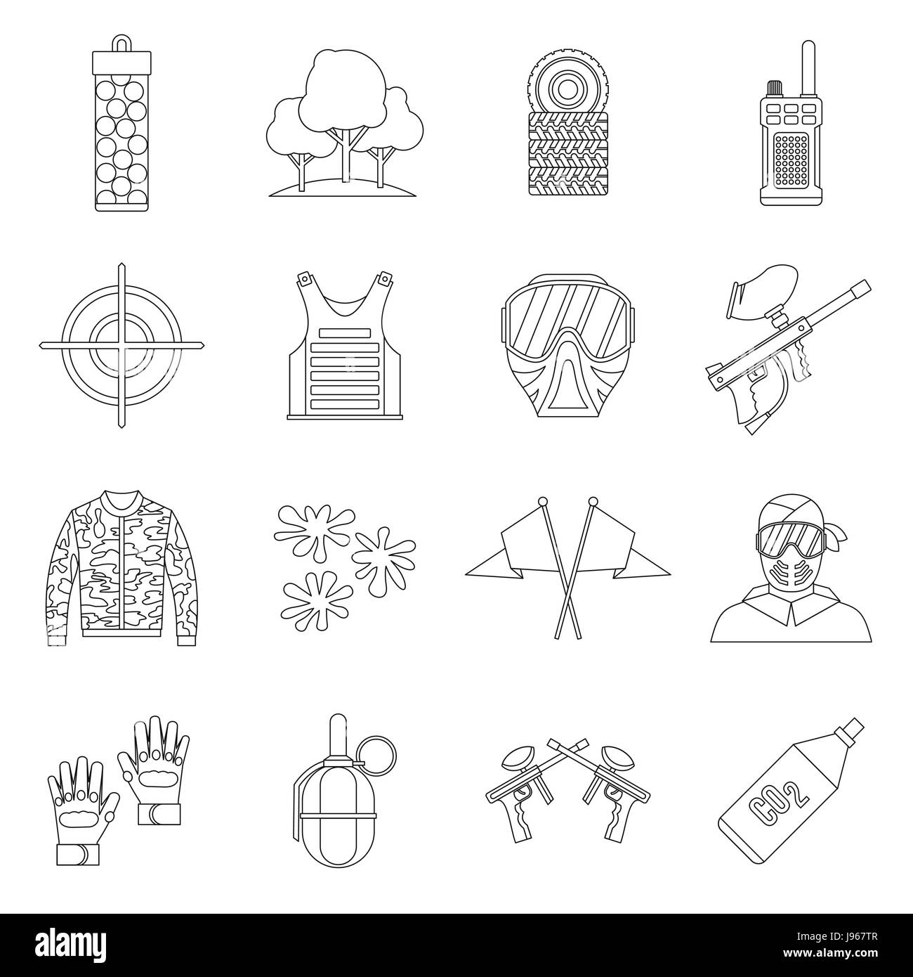 Paintball icons set, outline style Stock Vector Image & Art - Alamy