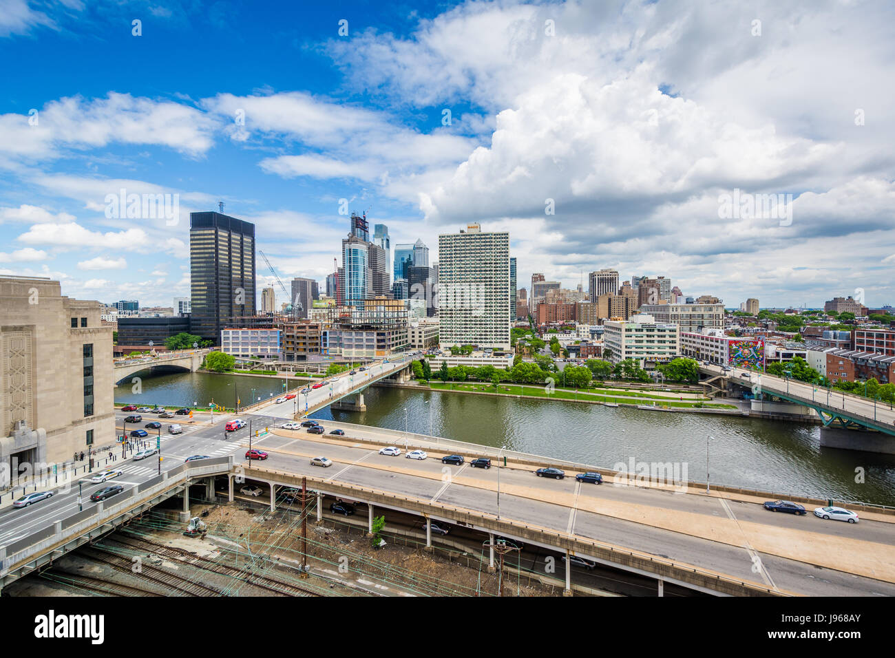 View of the Schuylkill River and skyline of Philadelphia, Pennsylvania. Stock Photo