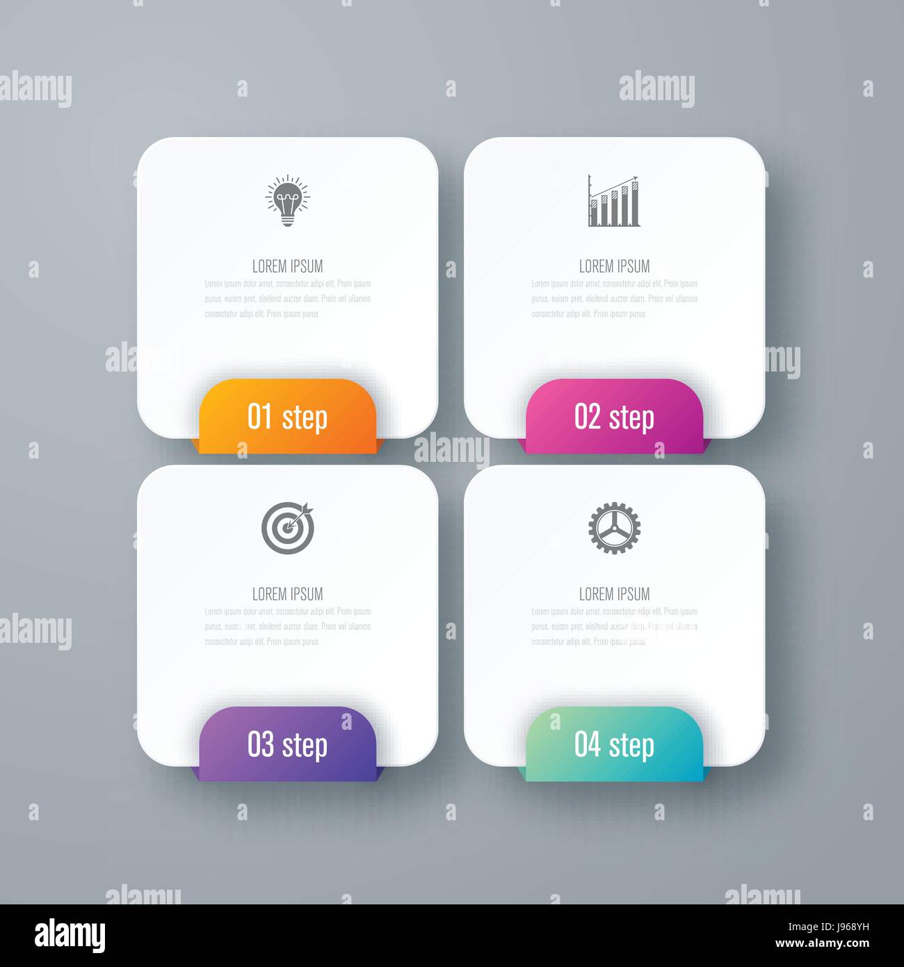 Business infographics template 4 steps with square Stock Vector Image ...
