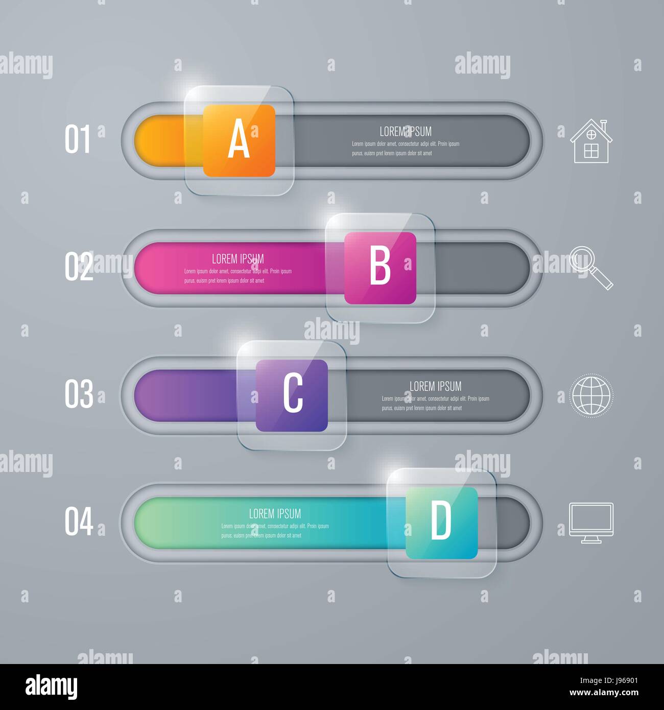 Business infographics template 4 steps with square Stock Vector Image ...