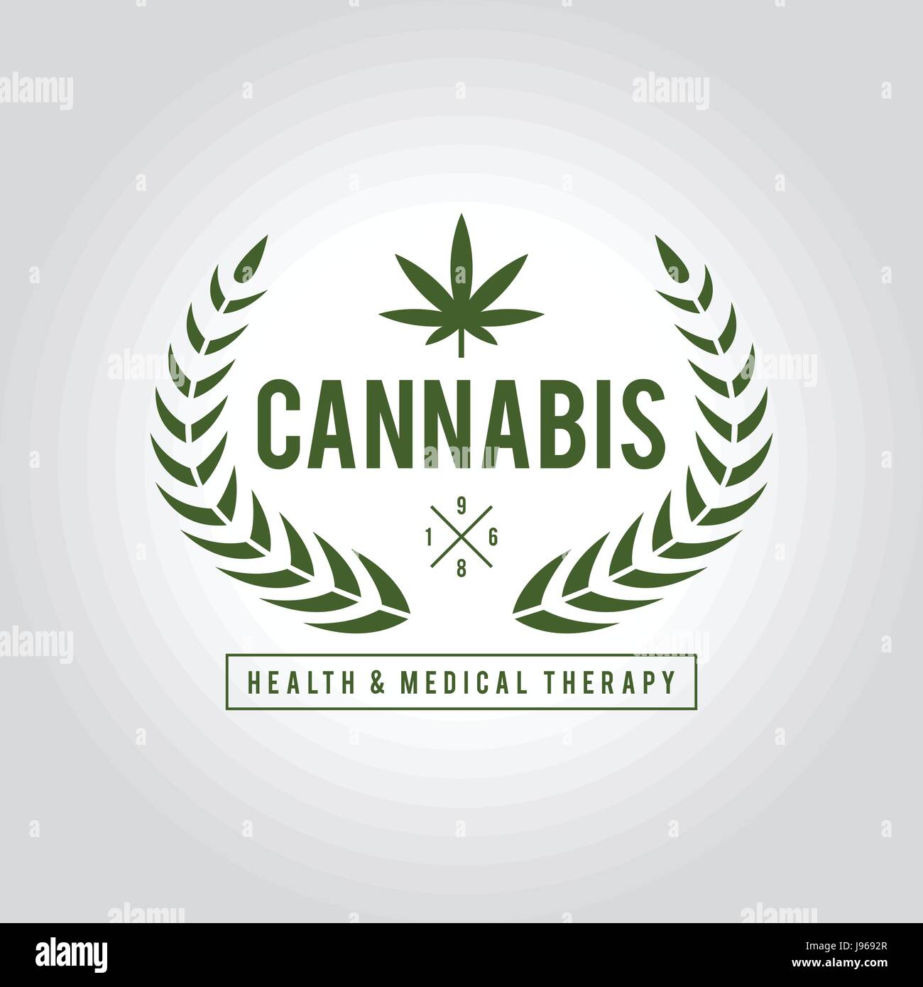 Vintage Marijuana label design, Cannabis Health and Medical therapy, vector illustration Stock Vector