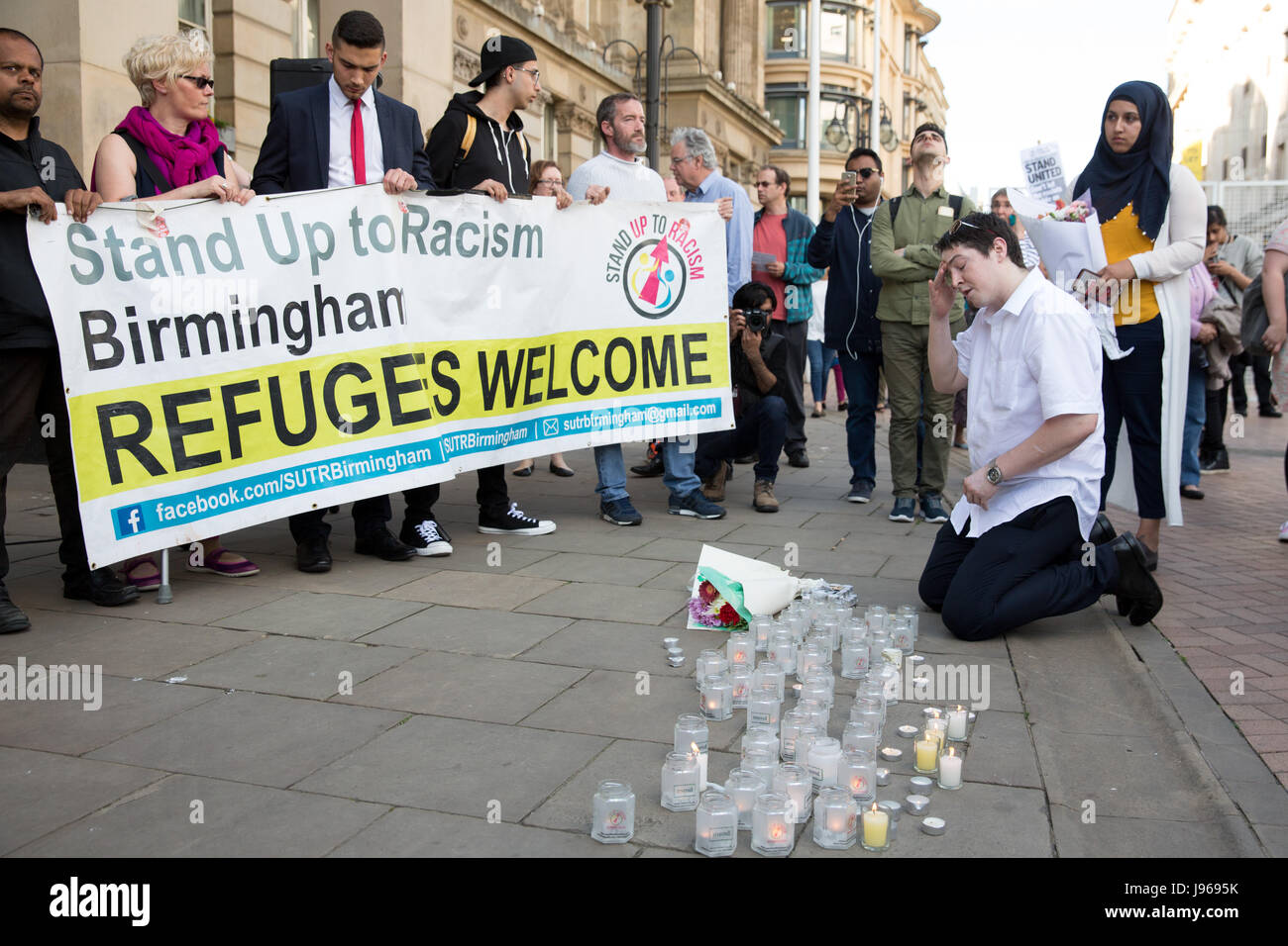 A vigil and silence in Birmingham to remember the lives lost in the Manchester bombings Stock Photo