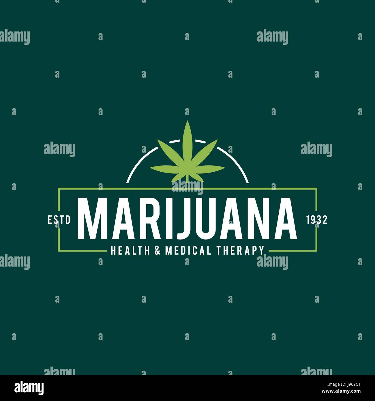 Vintage Marijuana label design, Cannabis Health and Medical therapy