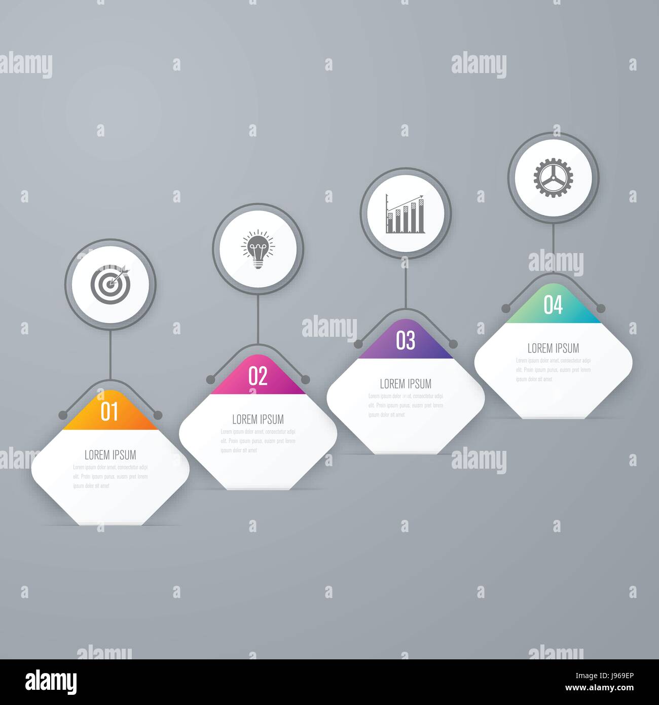 Business infographics template 4 steps with square Stock Vector Image ...