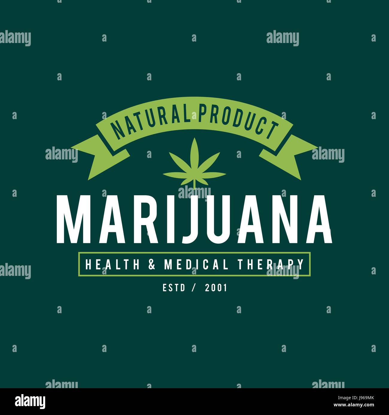 Vintage Marijuana label design, Cannabis Health and Medical therapy, vector illustration Stock Vector