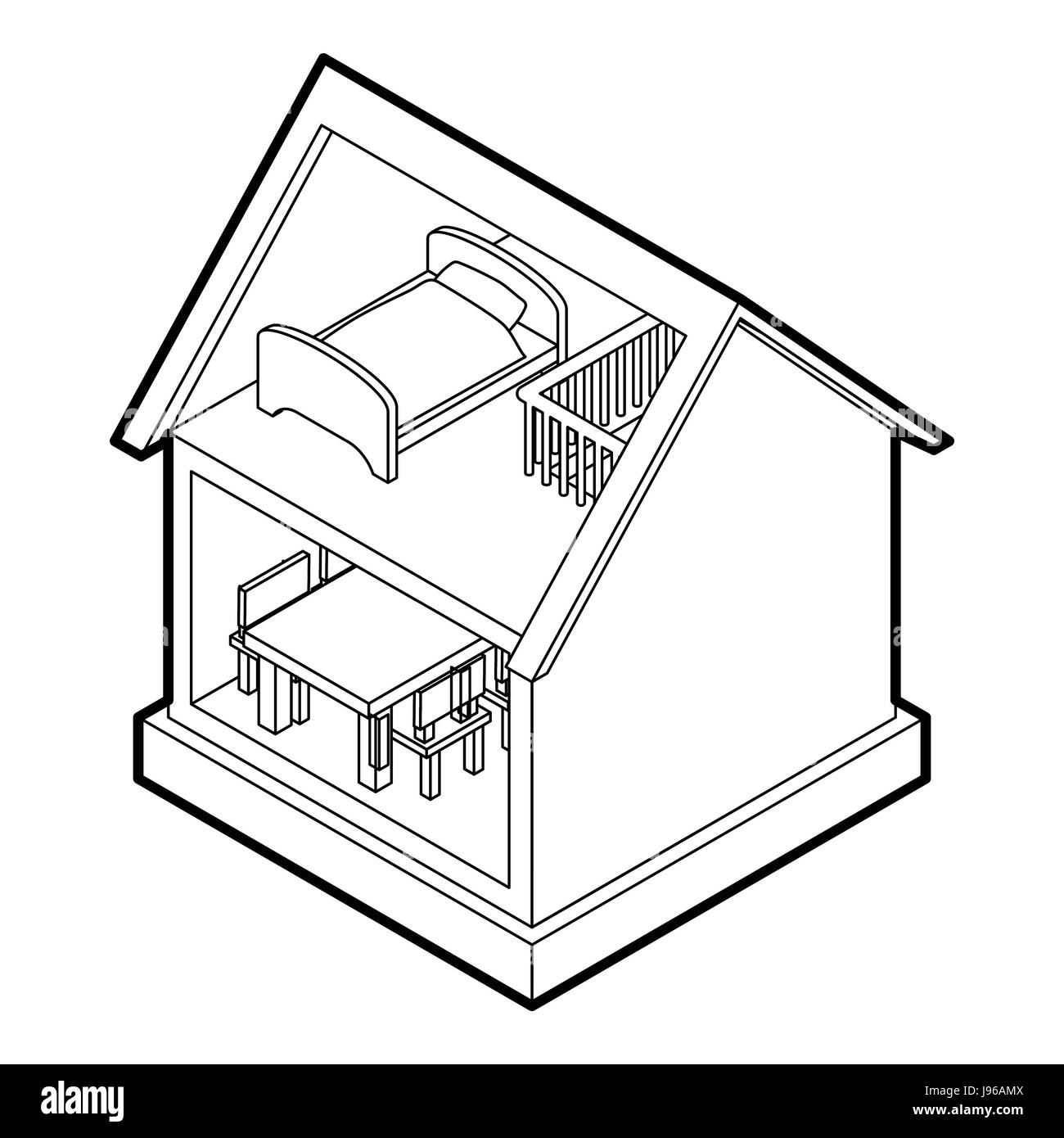 Dolls House Clipart Outline