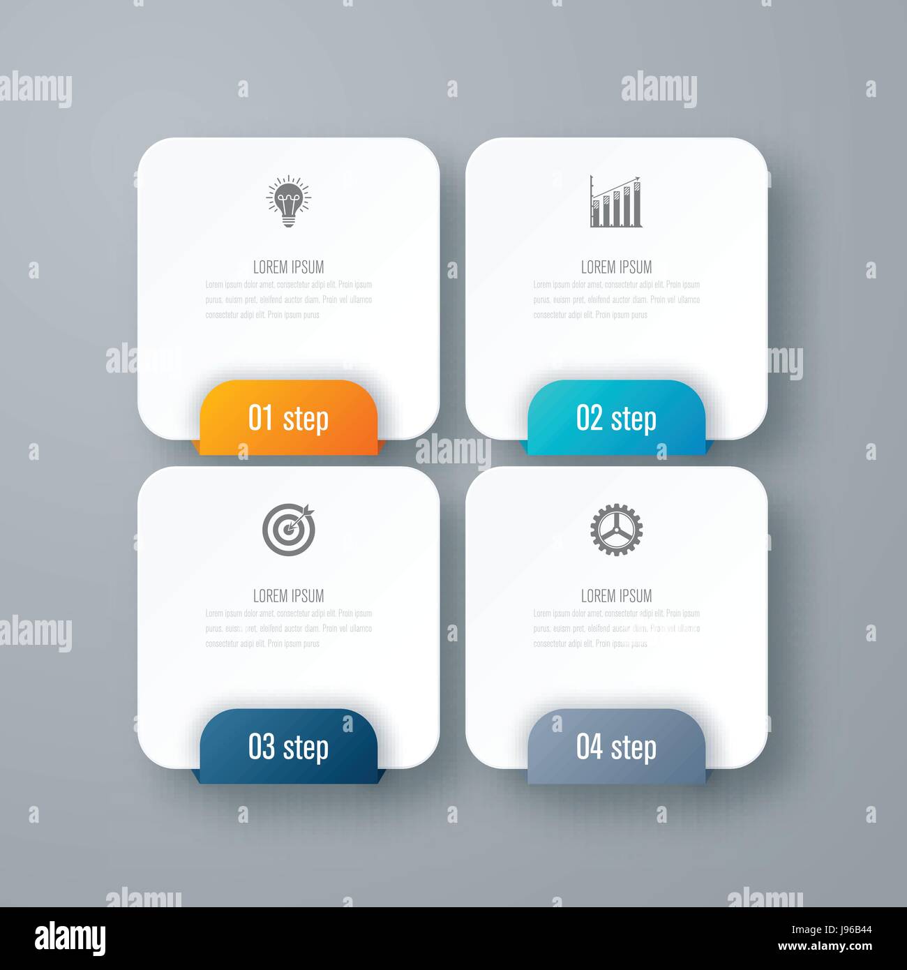 Business infographics template 4 steps with square Stock Vector Image ...