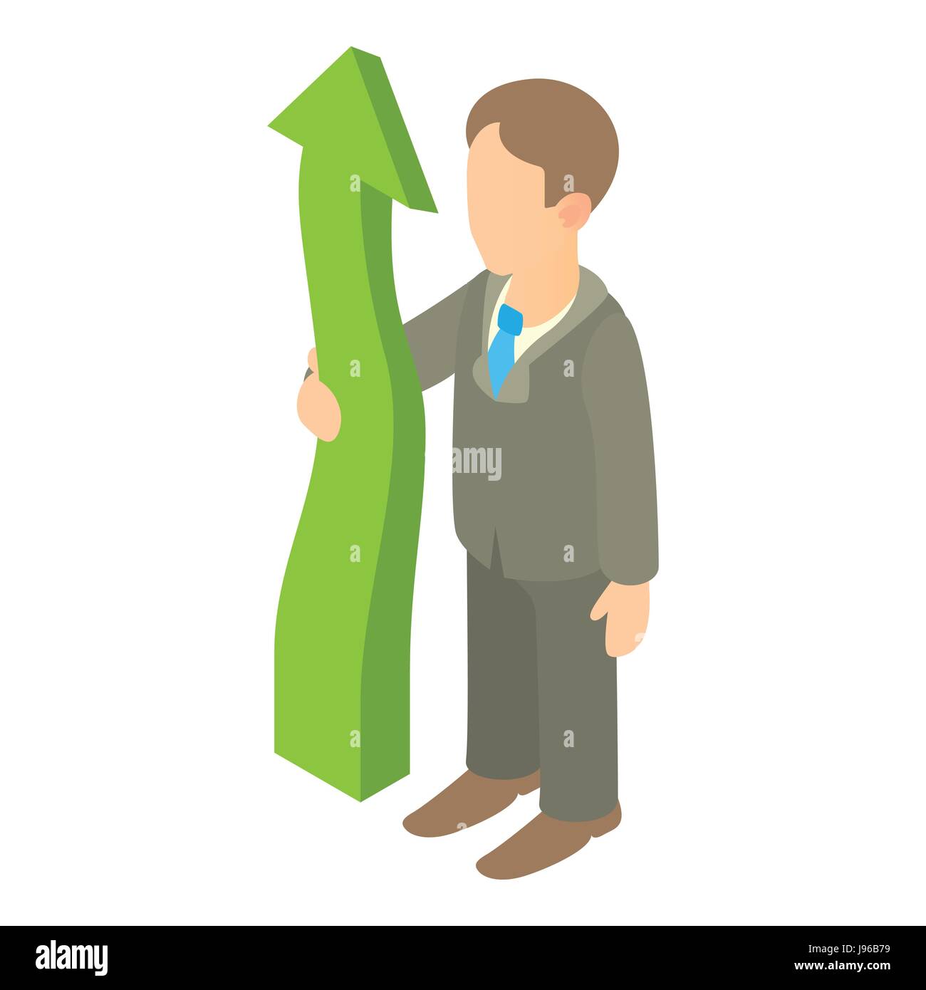 Business man holding green arrow up icon Stock Vector Image & Art - Alamy