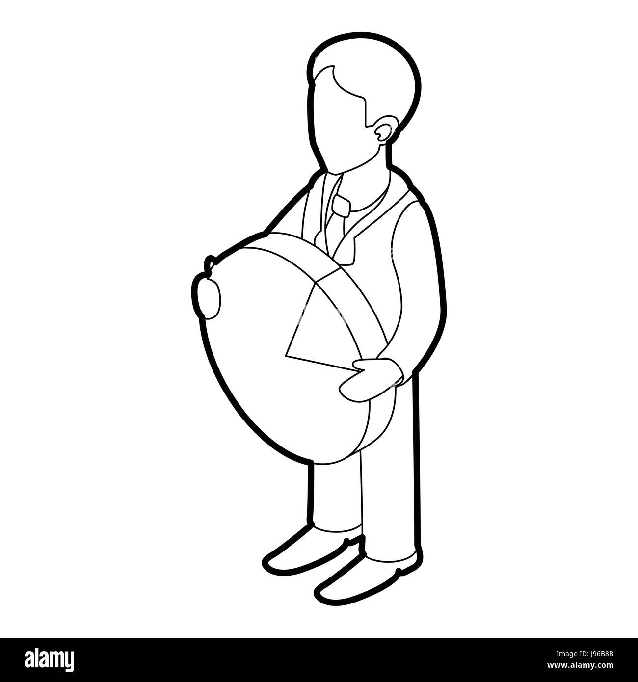 Businessman holding pie chart icon, outline style Stock Vector Image ...