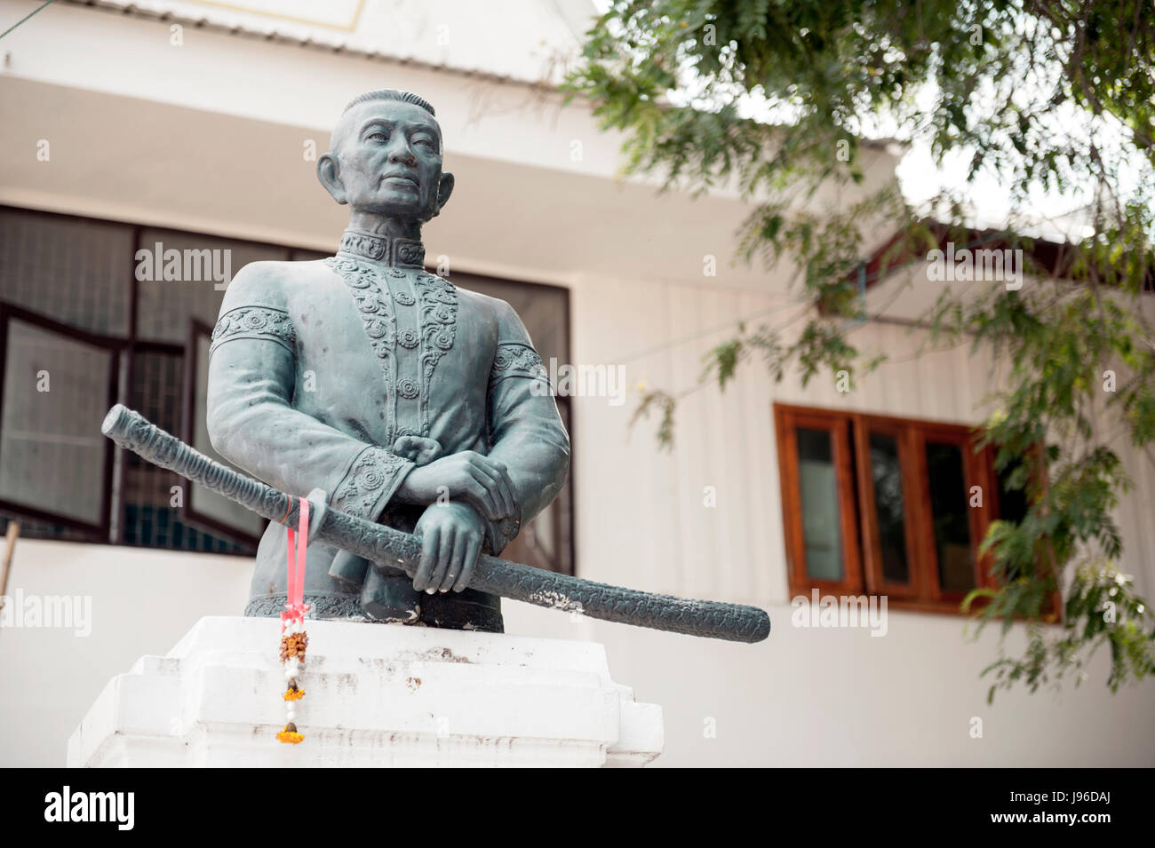 Yasothon, Thailand - May 2017: Statue of Chaopraya Bodindecha (Sing Singhaseni), at Wat Mahathat Temple in Yasothon, northeastern province of Thailand Stock Photo