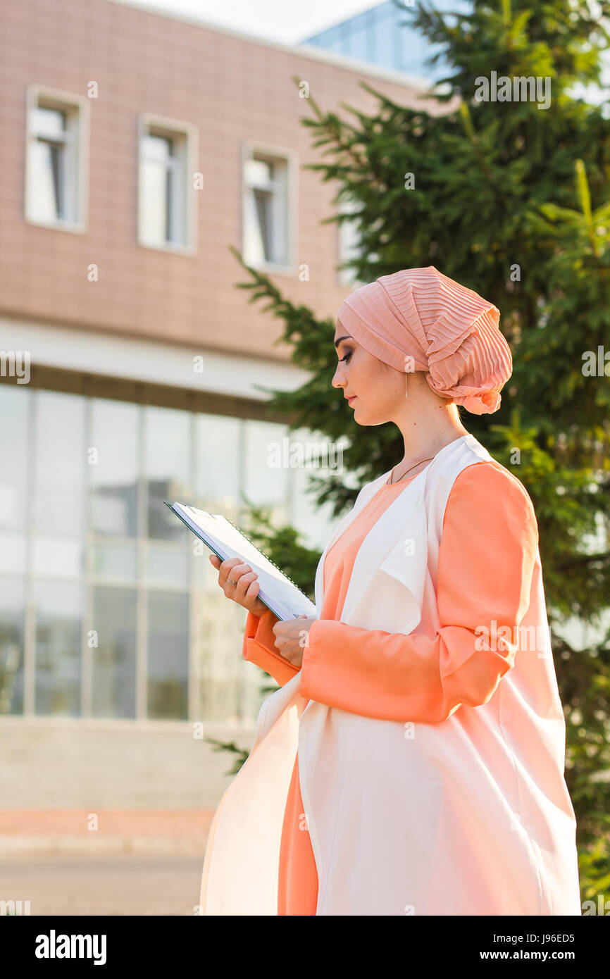 beautiful female middle eastern college student Stock Photo