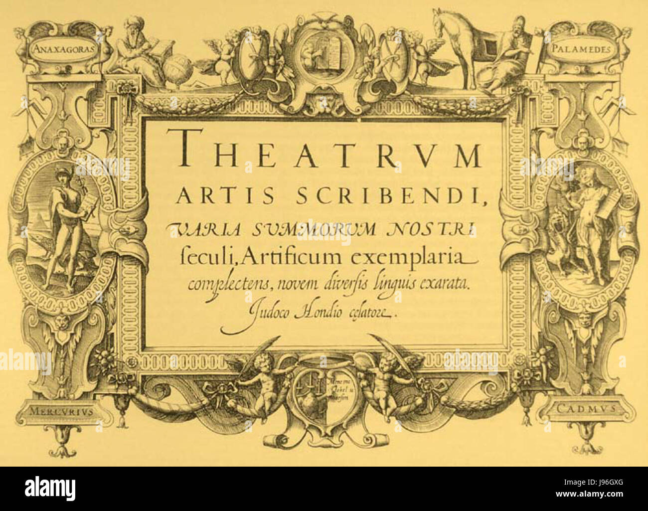 Theatrum artis scribendi 1594 page 1 frontispiece Stock Photo - Alamy