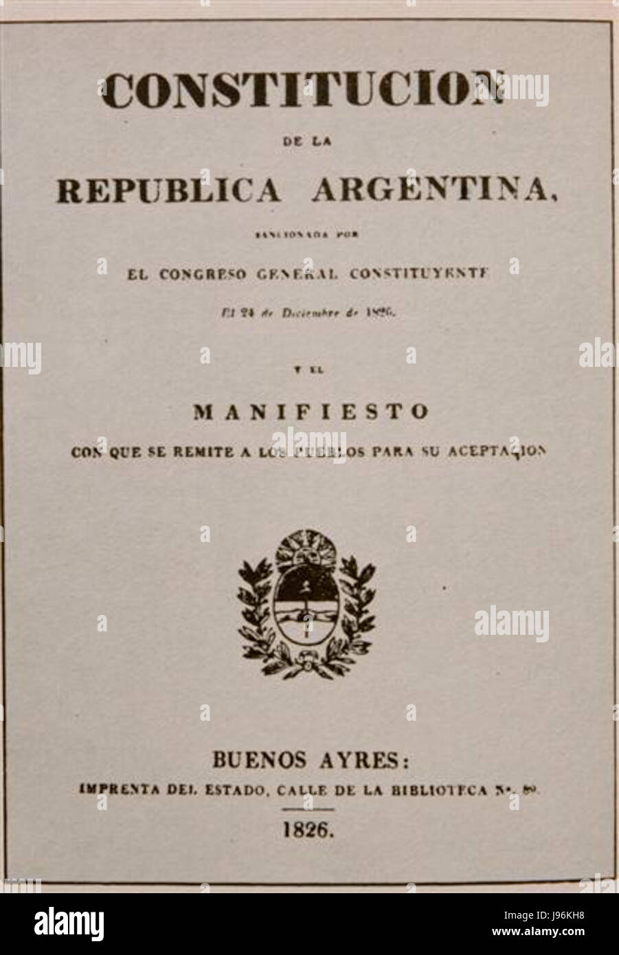 Portada de la Constitucion de 1826 Stock Photo Alamy