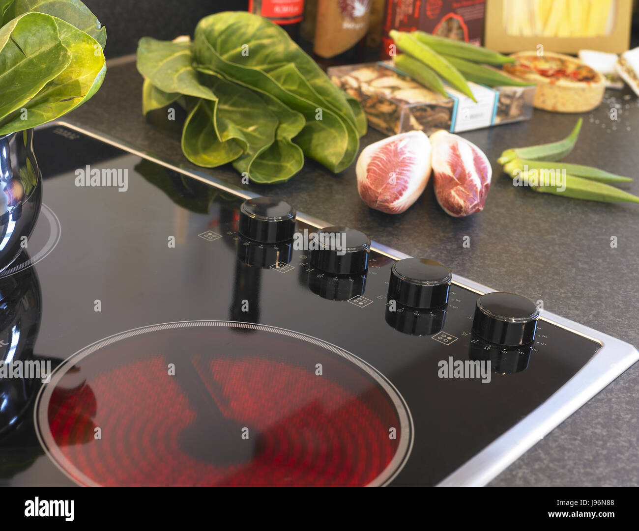 Cooker and oven hob in kitchen Stock Photo Alamy