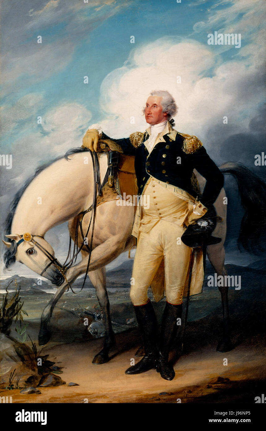 This painting by John Trumbull depicts George Washington at Verplanck's ...