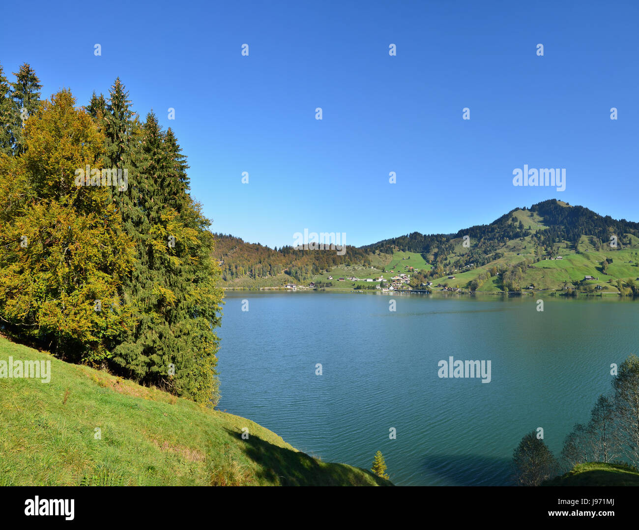 tourism, switzerland, artificial lake, scenery, countryside, nature, fall, Stock Photo