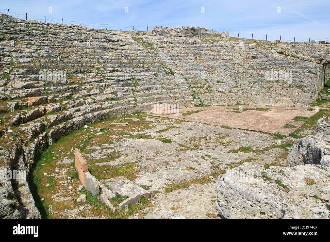 Remains of Roman theatre seating area, Acinipo Roman town site Ronda la ...