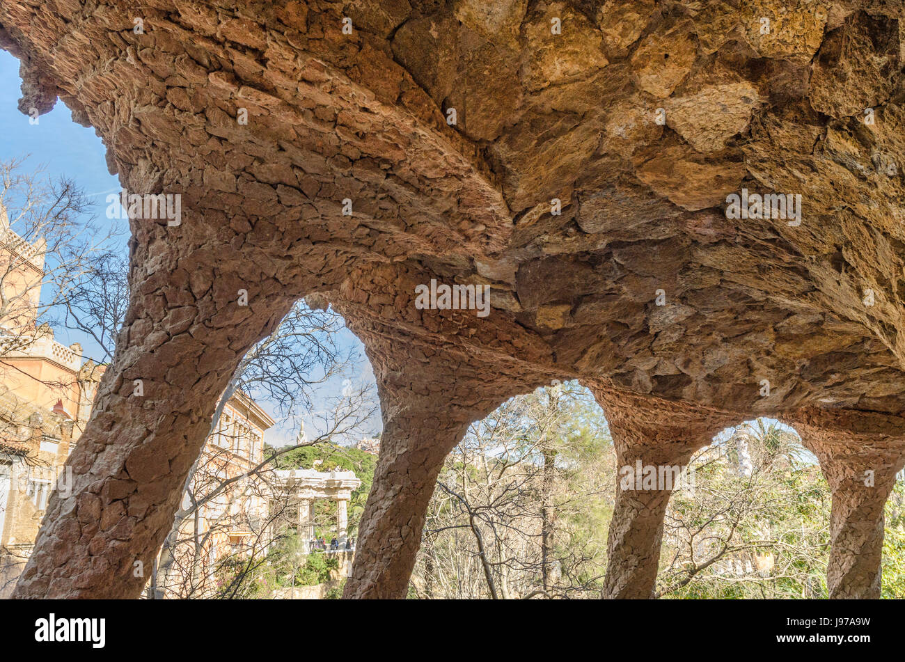 Pac Guell in Barcelona-Spain Stock Photo