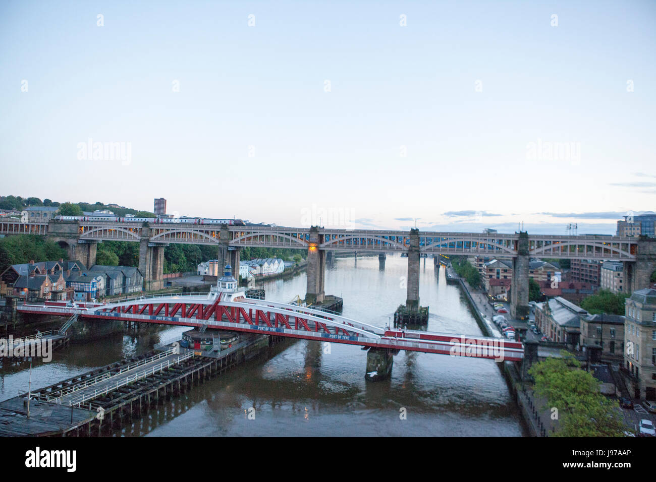 View of Bridge Street and High Level Bridge Stock Photo