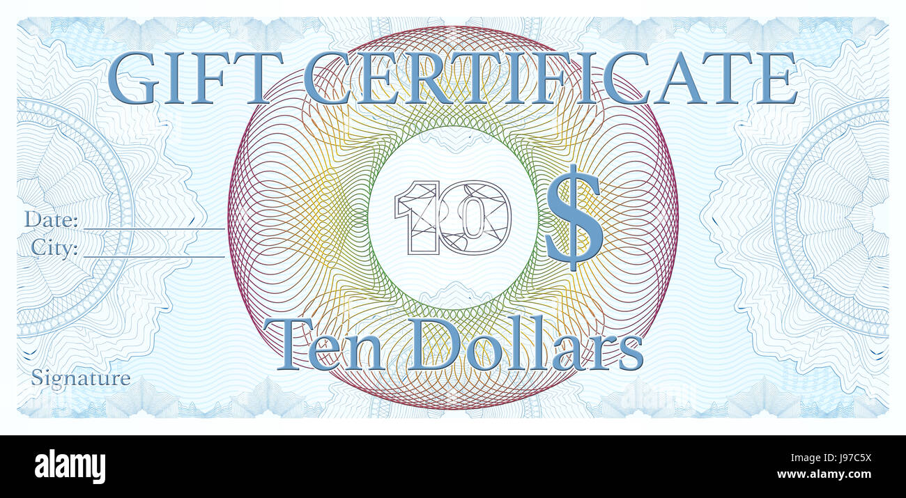 Professional 10 Gift certificate, designed as an official value paper