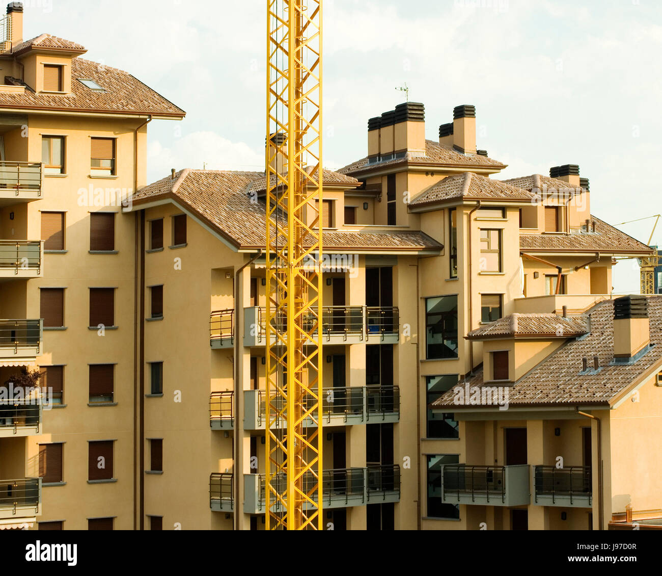 building, construction site, crane, house, building, city, town, future