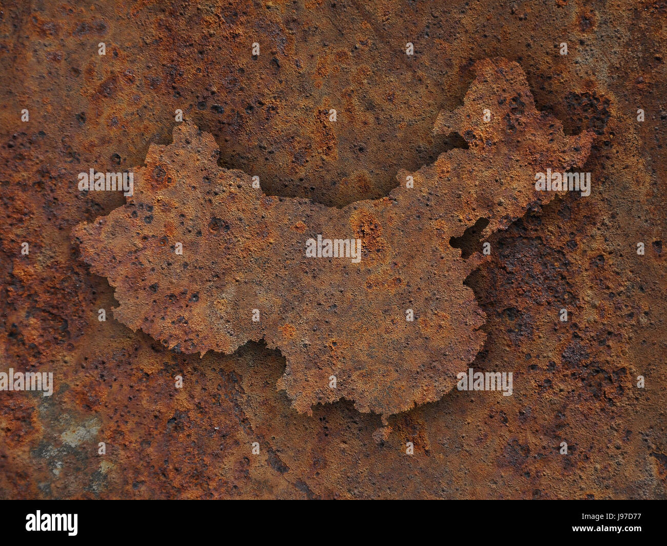 Map of China on rusty metal Stock Photo - Alamy