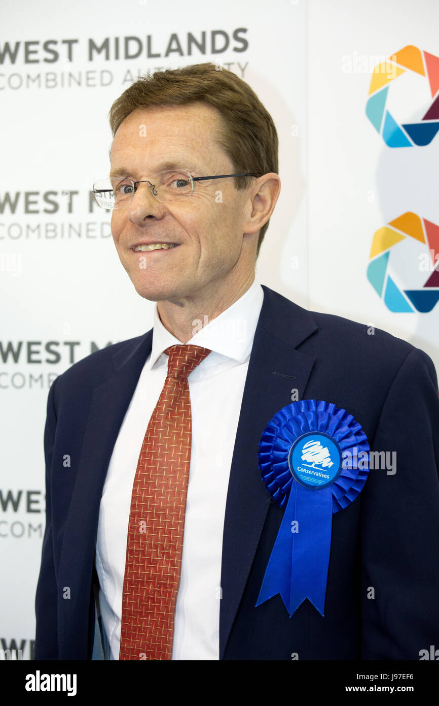 Conservative candidate Andy Street after being elected as the first mayor for the West Midlands combined authority Stock Photo