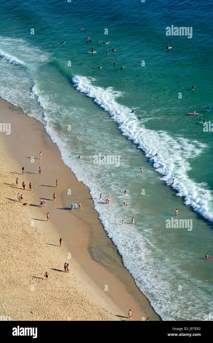 Nazare beach in front of the Atlantic Ocean. Portugal Stock Photo