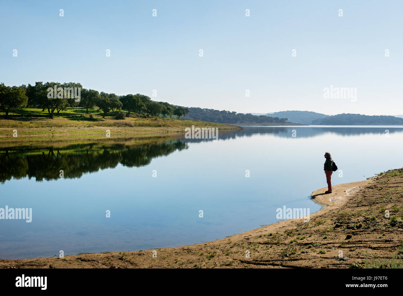 The tranquility of Minutos dam near Arraiolos. Alentejo, Portugal Stock Photo