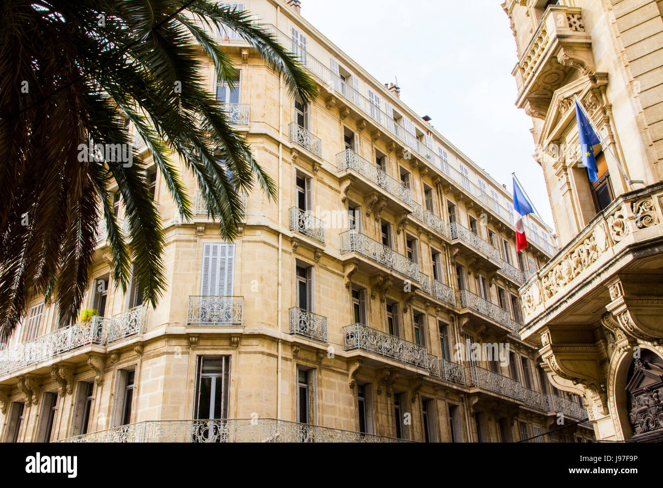 Toulon,France's mostly 19th century urban architecture reflects a variety of styles including Neoclassical, Second Empire, Beaux Arts & Art Nouveau. Stock Photo