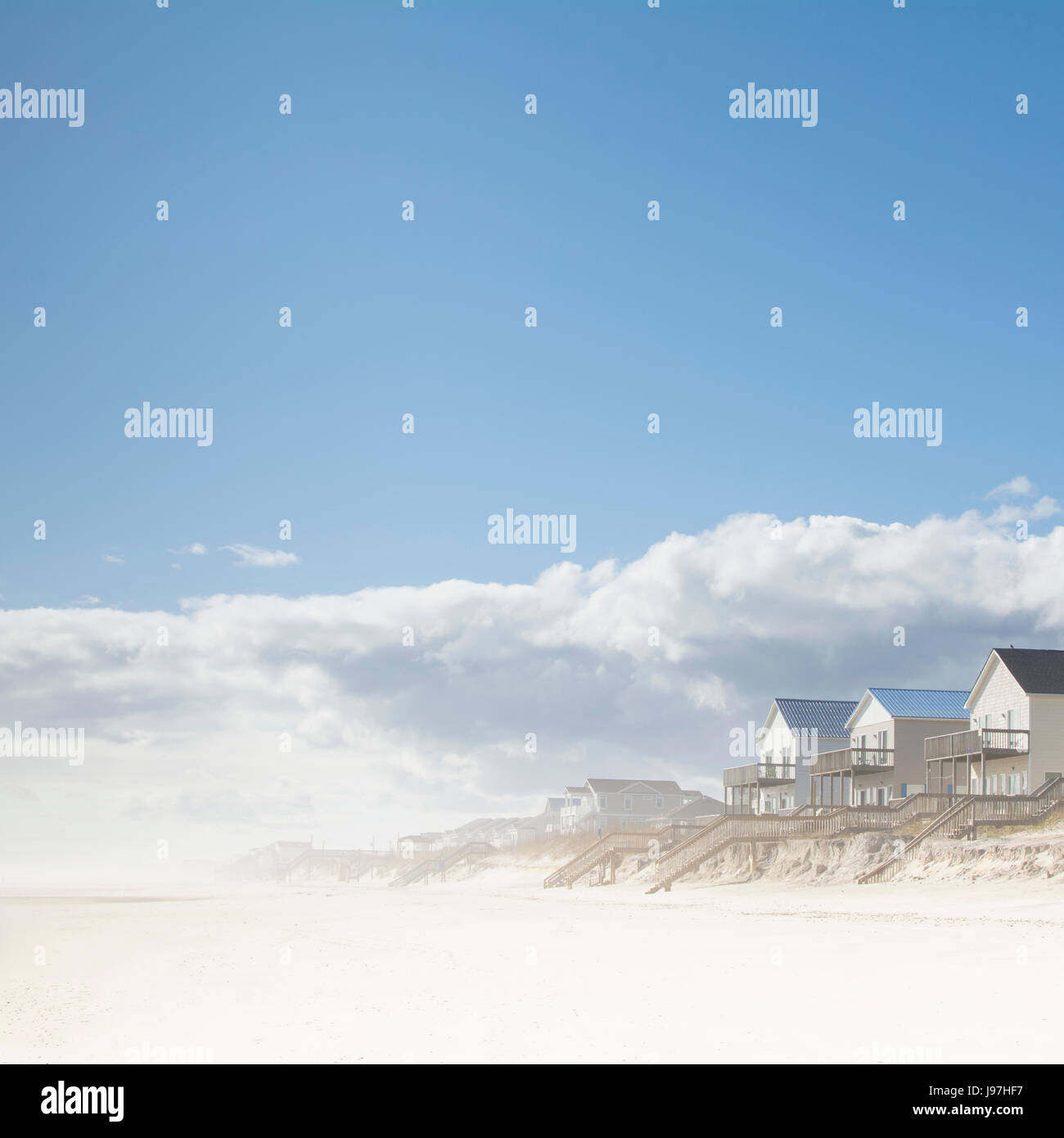 USA, NC, Surf City, Topsail Beach, Cottages on beach Stock Photo