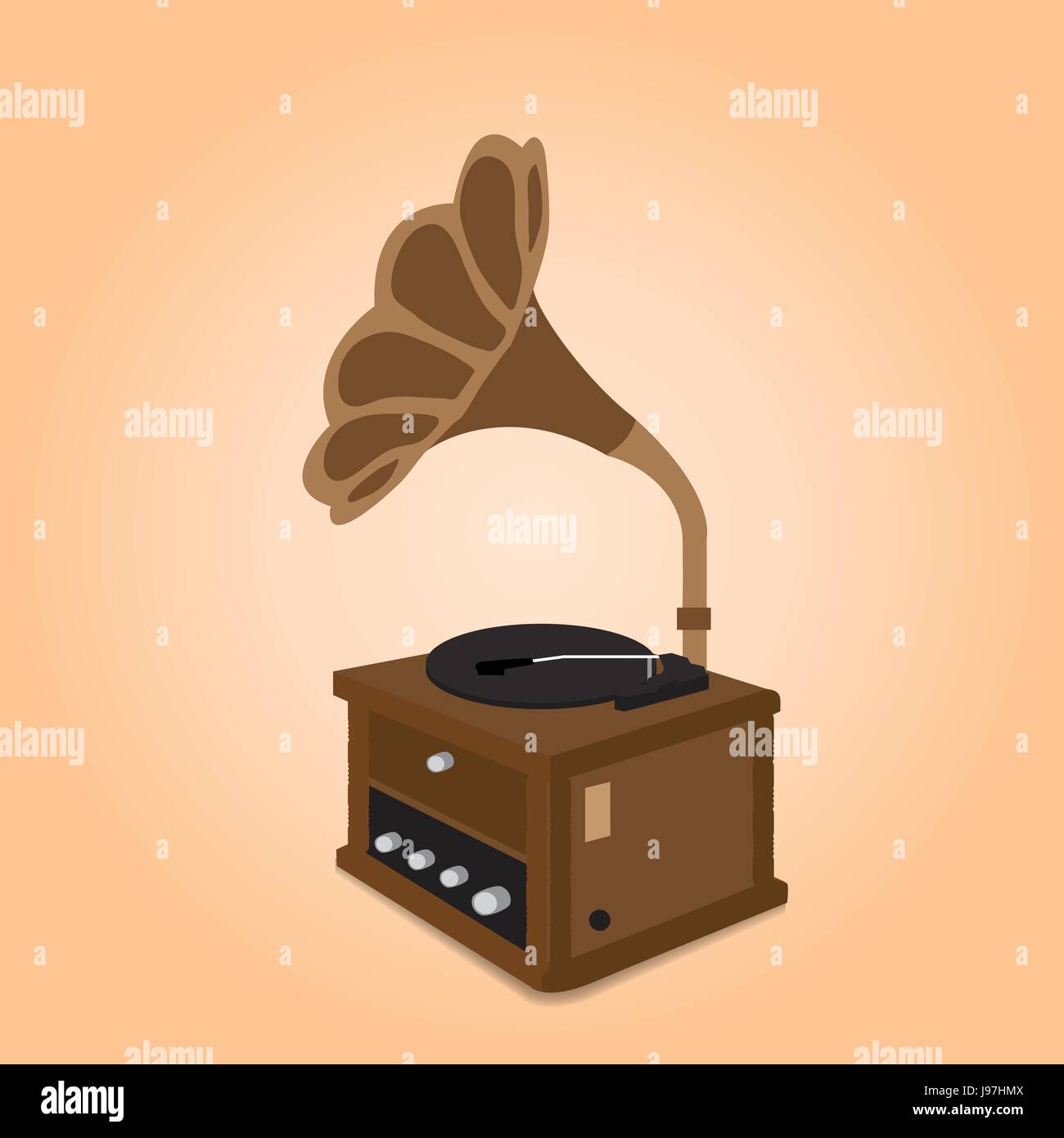 Vintage Appliances, Ancient record player, Vector illustration Stock Vector