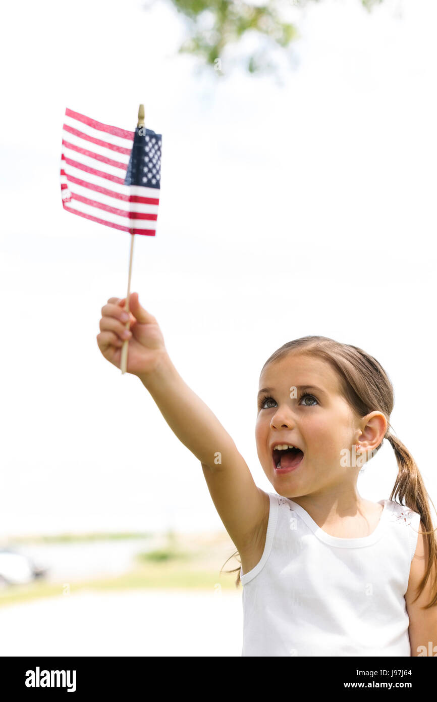 Girl waving flag hi-res stock photography and images - Alamy