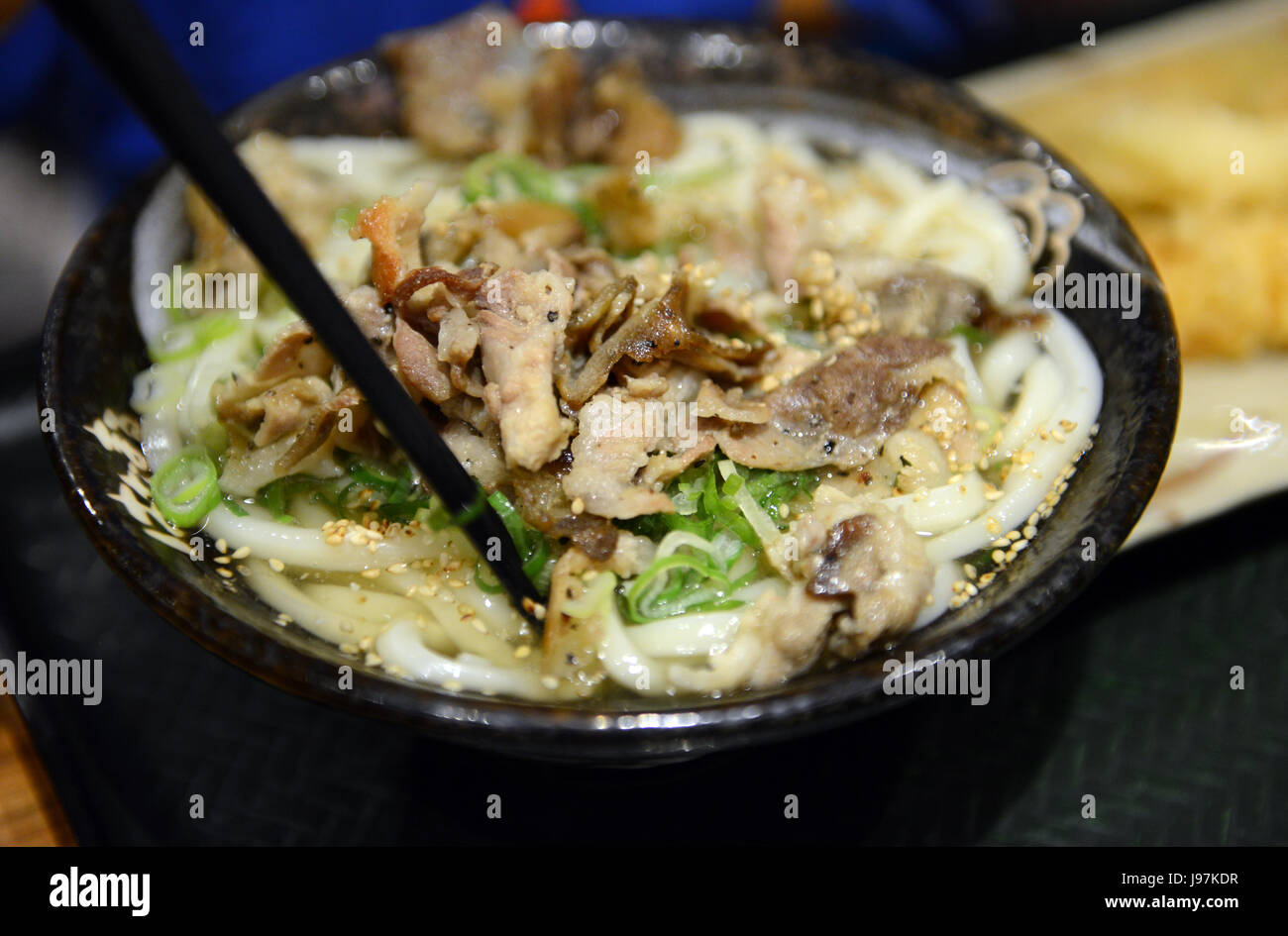 A bowl of Udon noodles with beef Stock Photo Alamy