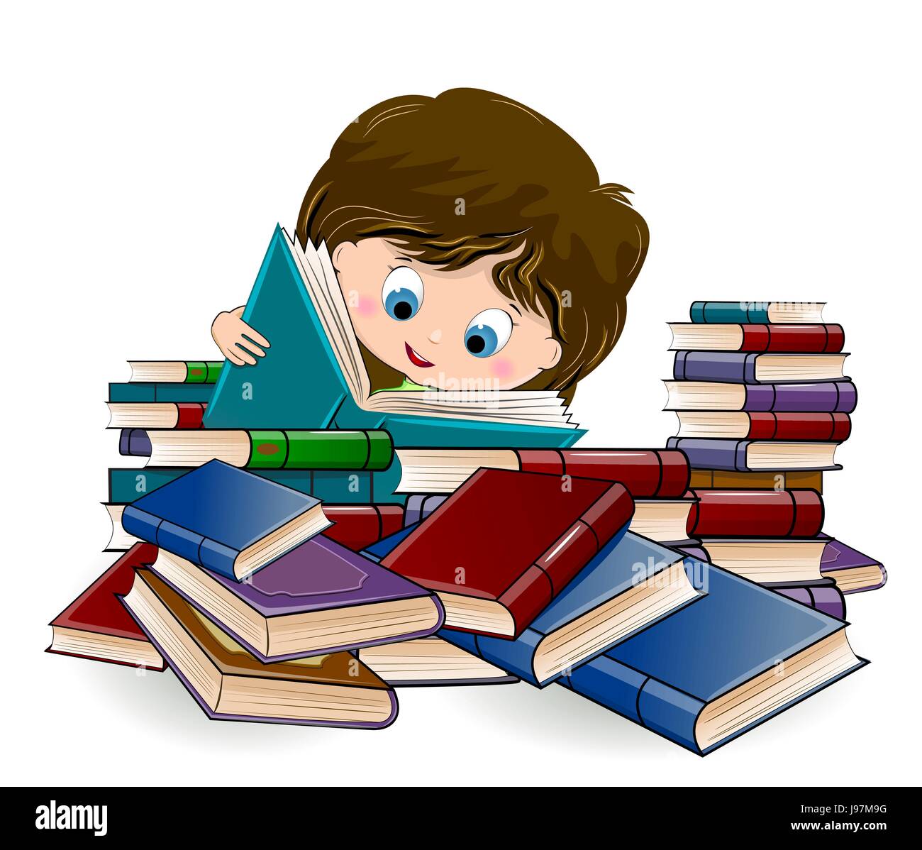 Girl reading books Stock Vector Image & Art Alamy