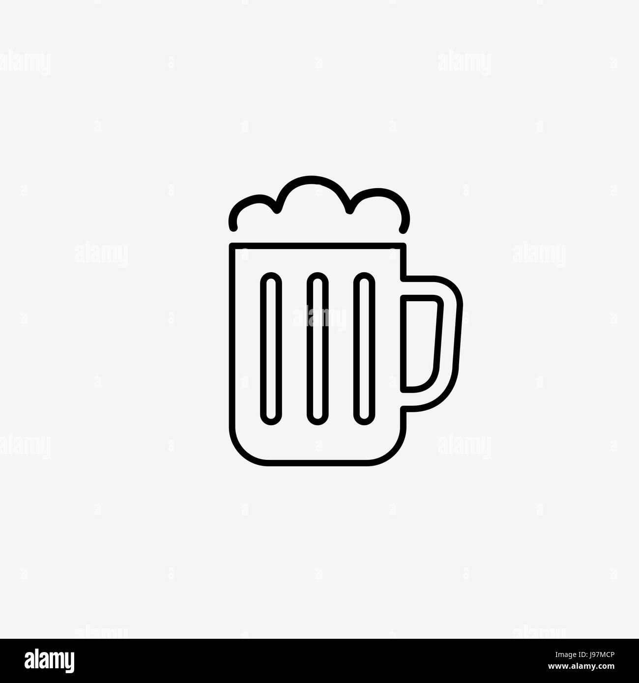 Mug of beer simple flat vector illustration icon. Stock Vector