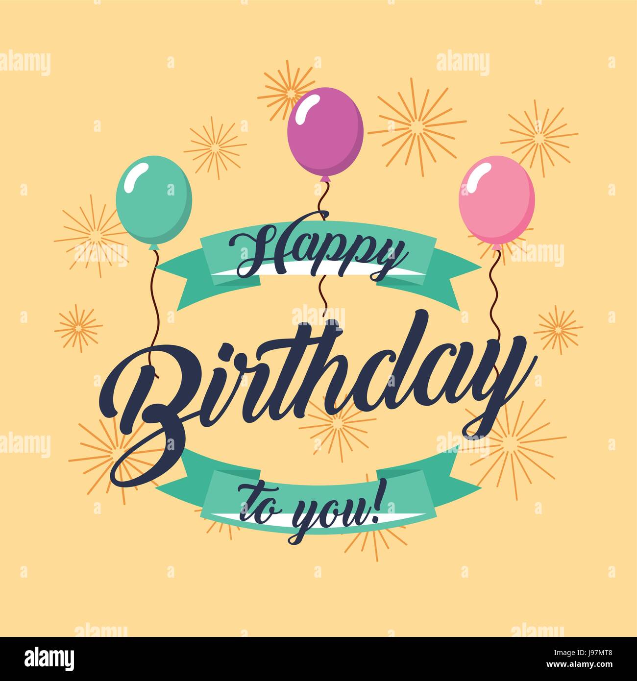 Happy Birthday Kawaii Ballons Stock Vector Image Art Alamy