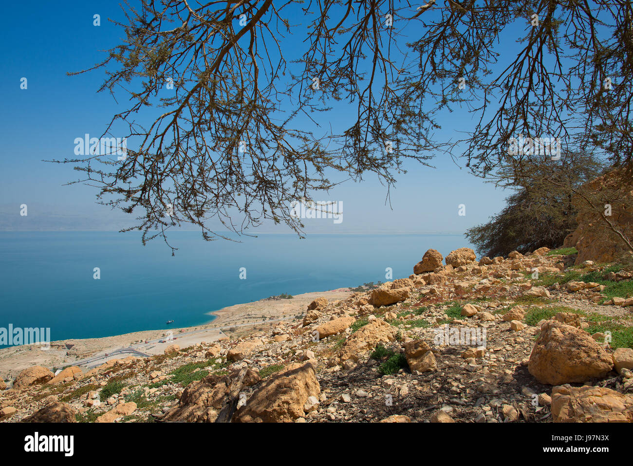 Near En Gedi desert oasis on the western shore of the Dead Sea in Israel. Stock Photo