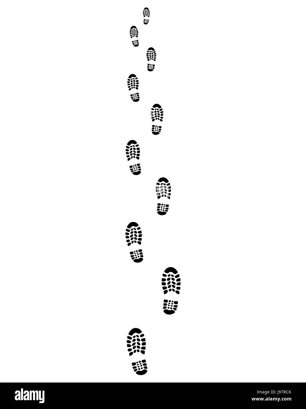 Trail of shoes prints on a white background Stock Photo