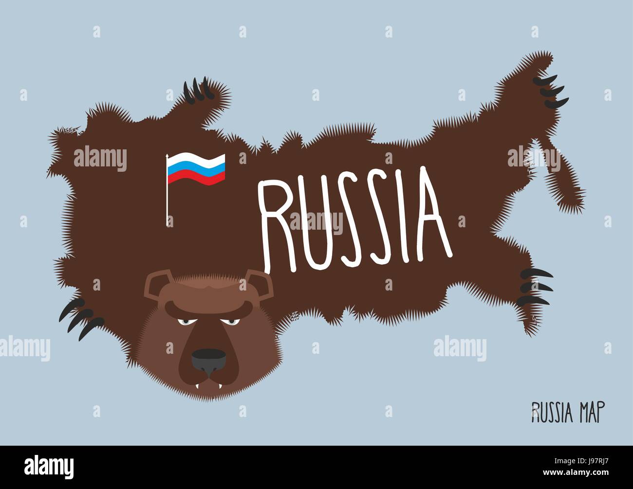 Map of Russia in the form of bear skins. Vector illustration Stock Vector