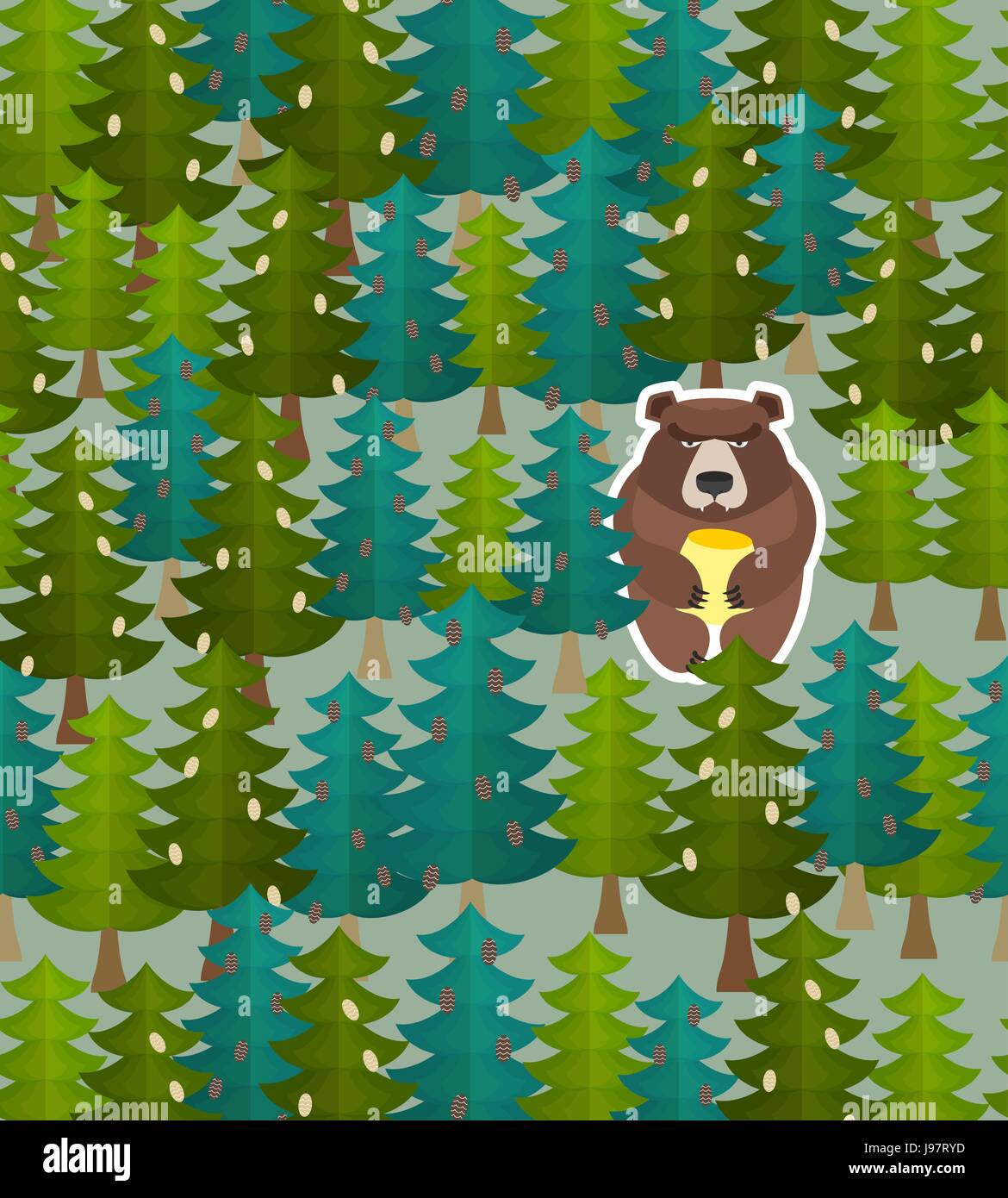 Bear forest seamless pattern. Vector illustration Stock Vector Image ...