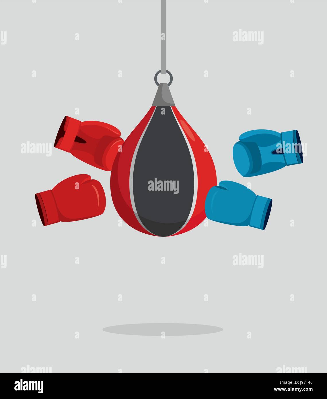 Punch bag and gloves. Equipment for boxing. Exercise beats. Vector ...