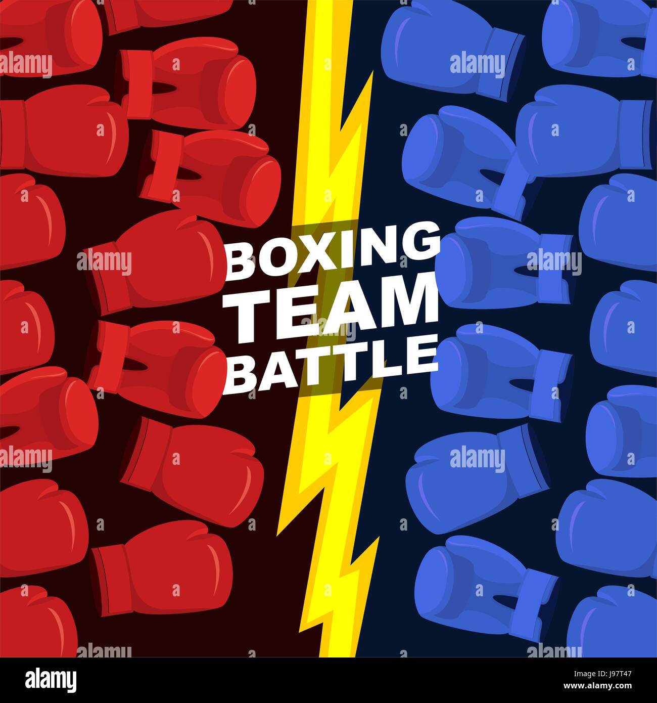 Boxing team battle. Blue and Red boxing gloves. Vector illustration Stock Vector