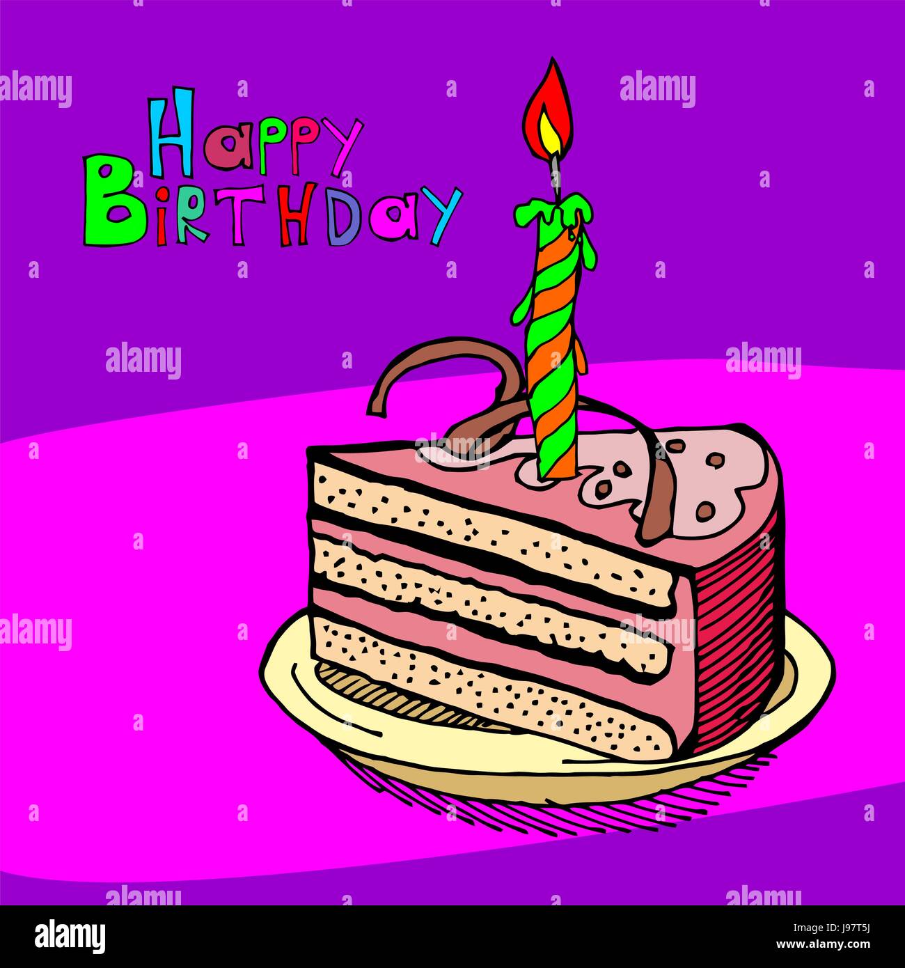 cute happy birthday cake candle Stock Vector Image & Art Alamy