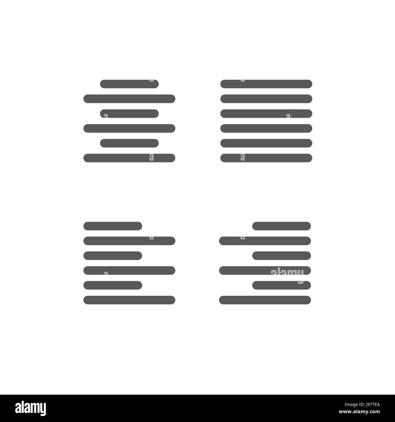 Justified type icon left justified, right justified, full, and