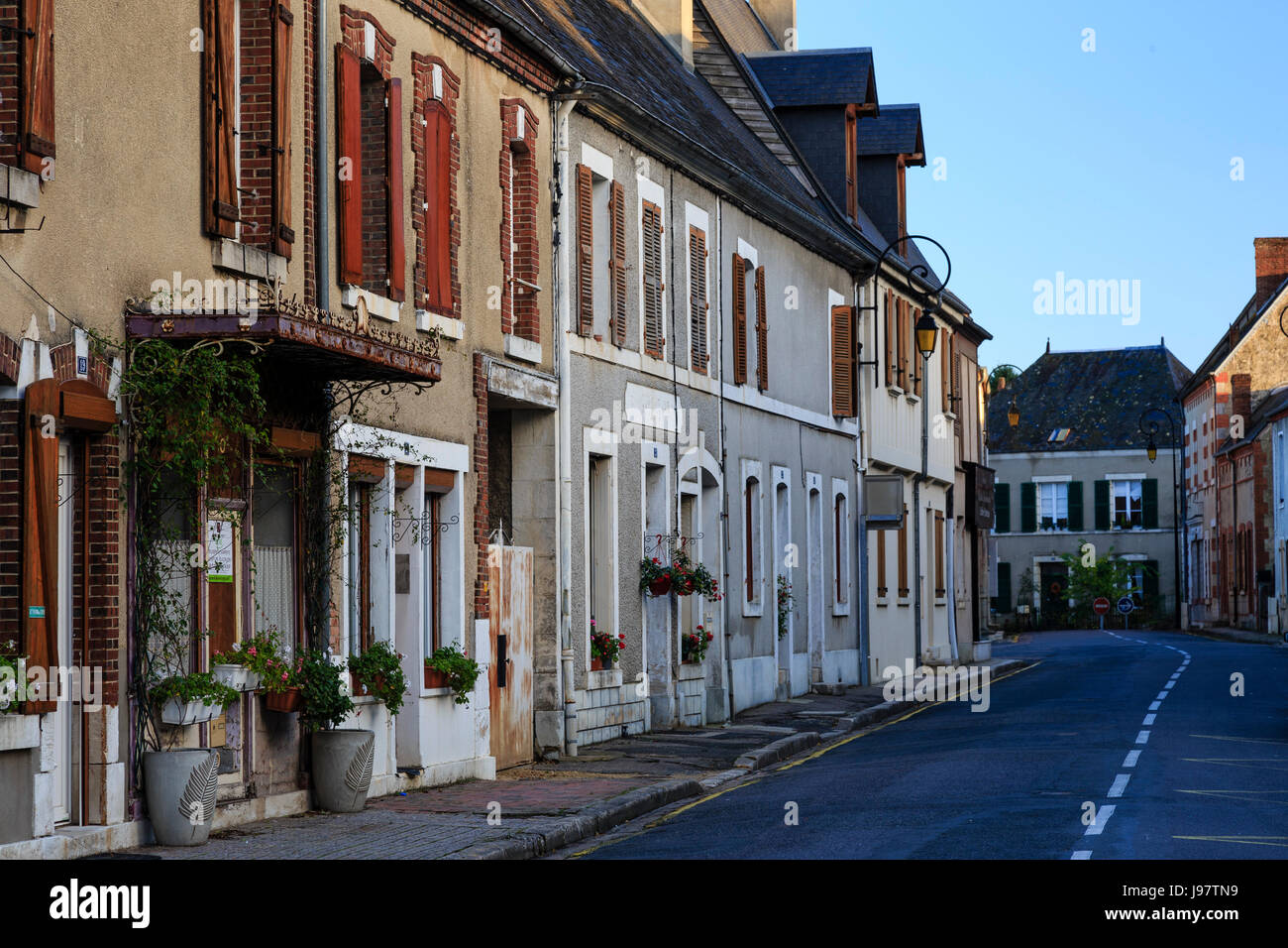 France, Berry, Cher, la Chapelle-d'Angillon, Eudes de Sully street Stock Photo
